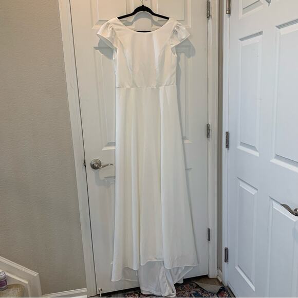 Lulus Melora White Sleeveless Wedding Open Back Bridal Dress Sz XL #0518 - Picture 8 of 9